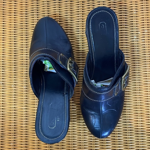 COACH Clogs Slides Mules Platform Heels Dark Brown Sz 10 - Picture 2 of 11